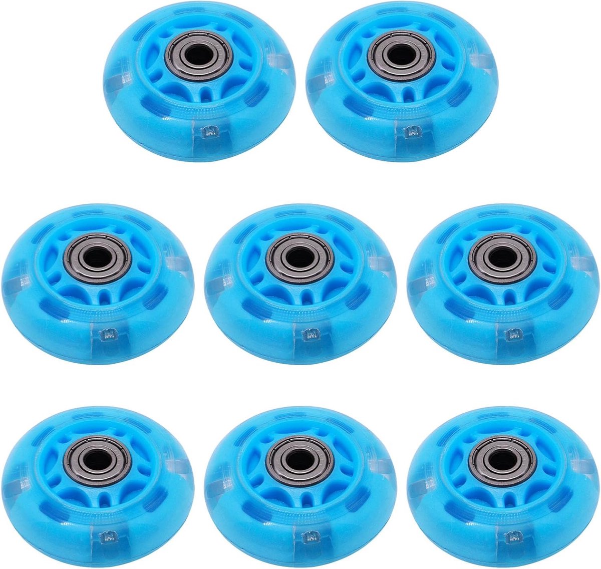 inline skate wielen rollerblade onderdelen vervangen en upgraden dubbele lager ontwerp 64mm diameter doorzichtig blauw