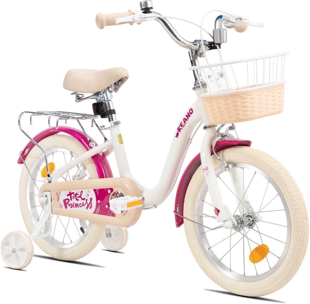 KEANO Kinderfiets - 16 Inch - Voor Jongens & Meisjes (4-7 Jaar) - Inclusief Zijwieltjes - Wit - Geschikt voor buitenactiviteiten in de lente Kinderfiets kopen online
