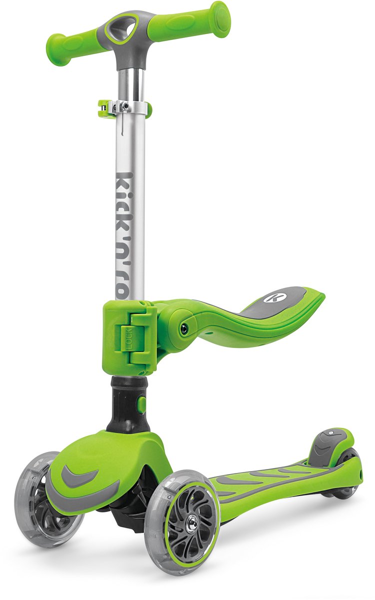 Kick'n'Roll S6 - 2IN1 - Kinderstep - Groen - Afneembaar zitje - Led Wielen Step kopen online