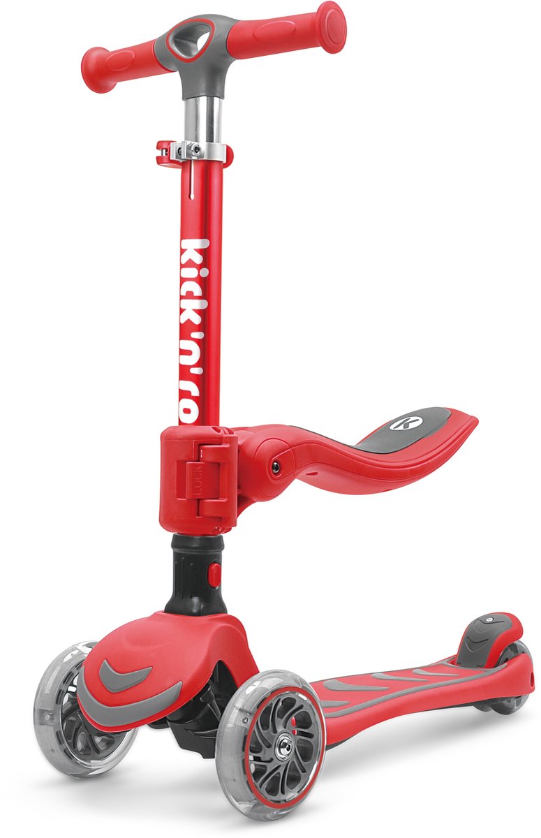Kick'n'Roll S6 - 2IN1 - Kinderstep - Rood - Afneembaar zitje - Led Wielen Step kopen online