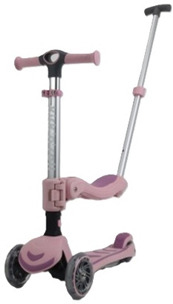 Kick'n'Roll S6 - ECO - Roze - 3IN1 - Kinderstep - Afneembaar zitje - Duwstang Step kopen online