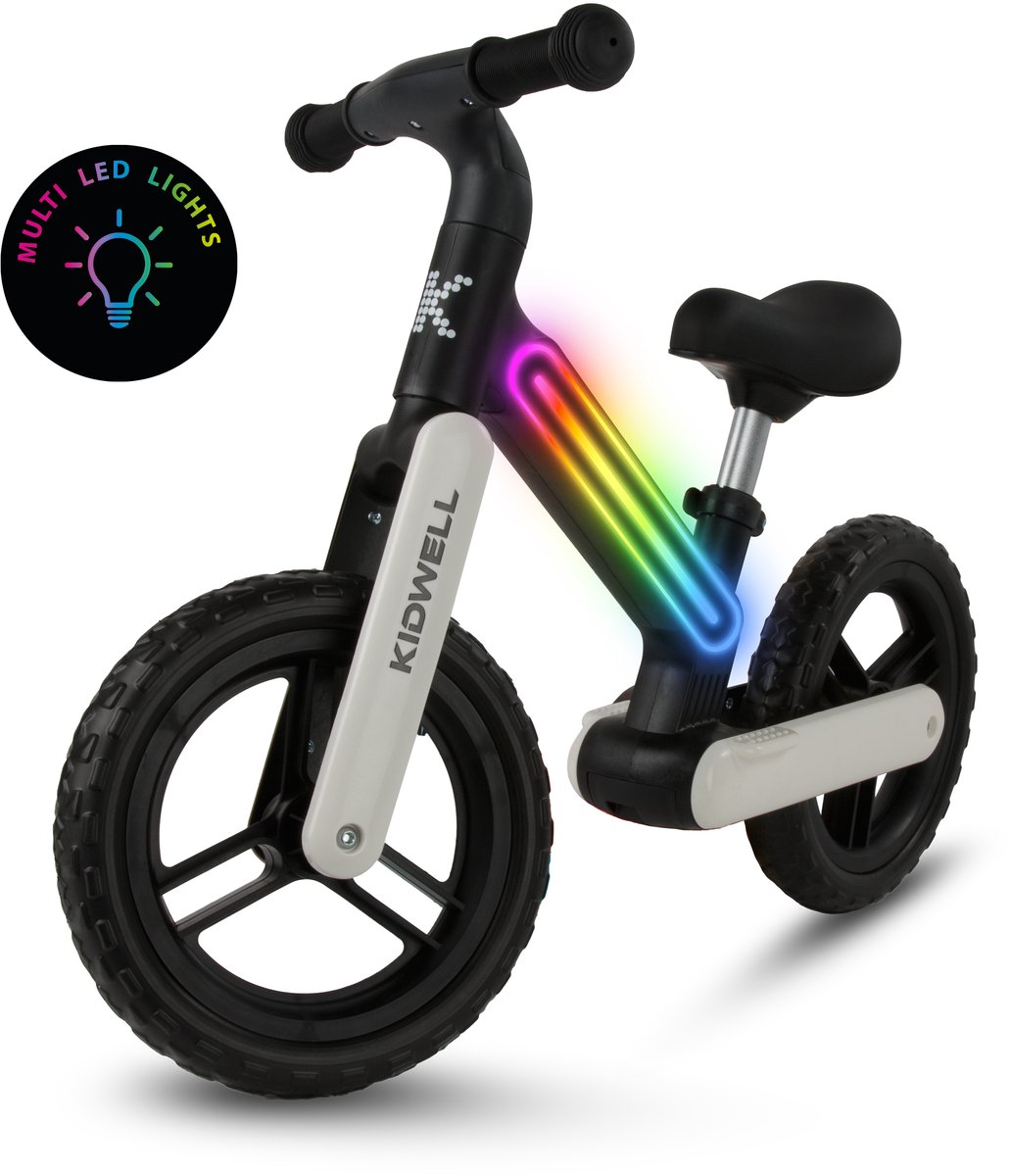 Kidwell-SUNO-loopfiets-zwart-LED Loopfiets kopen online