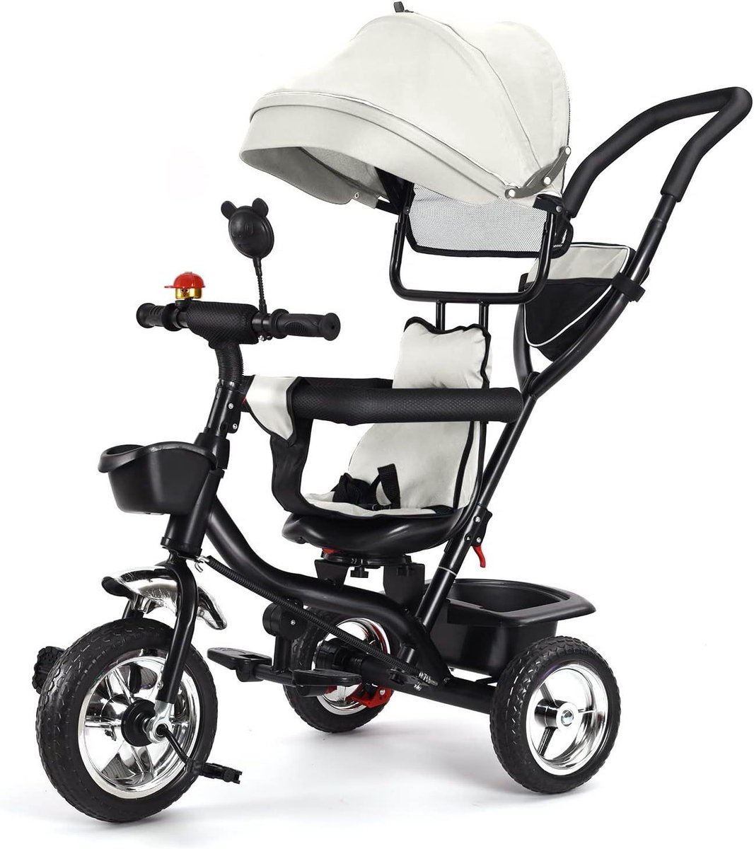 Kinder Driewieler - Loopfiets Kinderwagen - Baby's Leren Fietsen - 4-in-1 Schaalbaar Design - 3 Wielen - Grijs Driewieler kopen online