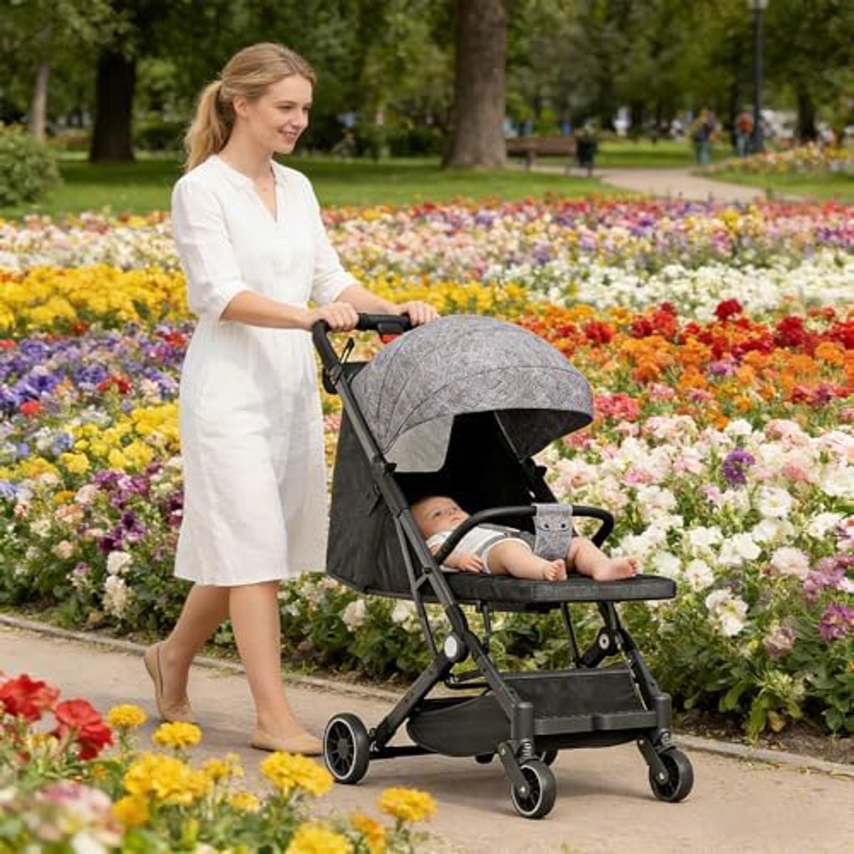 Kinder driewieler - Loopfiets peuter - Buiten spelen - Met zonneklep - 63 x 30 x 101 cm - Grijs Driewieler kopen online