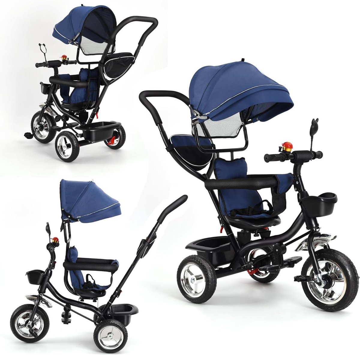 Kinder driewieler - Loopfiets peuter - Buiten spelen - Omkeerbare zitting - 75 x 46 x 106 cm - Grijs Driewieler kopen online