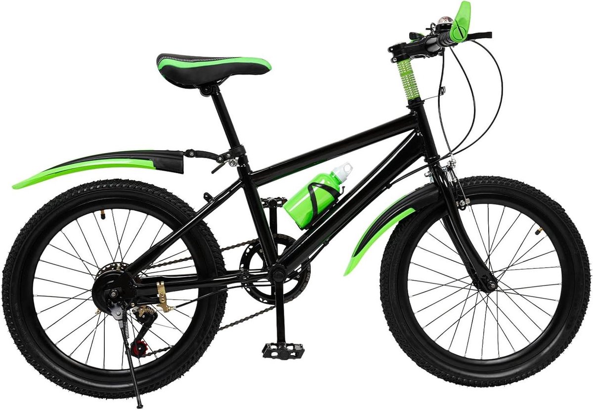 Kinder Mountainbike - Jeugdfiets MTB - Buiten Fietsen - Kompasbel Waterbekerhouder - 20 Inch Wielmaat - Groen Zwart Kinderfiets kopen online