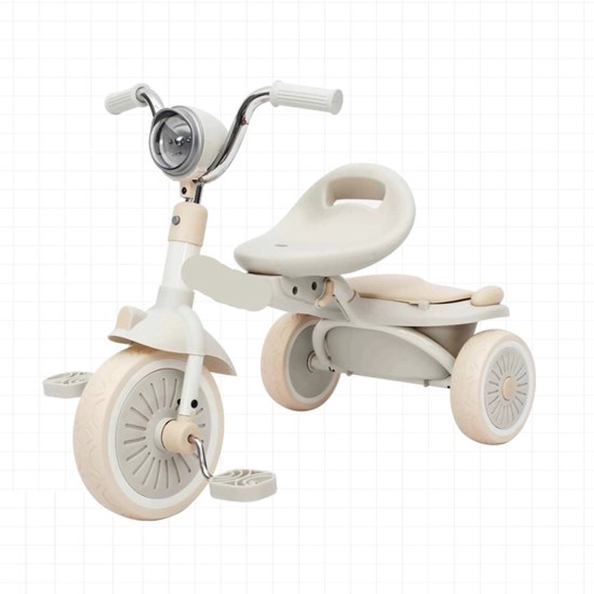 kinderdriewieler met pedalen driewieler peuterfiets driewieler trike kinderfiets pu wielen schokabsorptie opvouwbaar verstelbaar zadel met licht wit roze