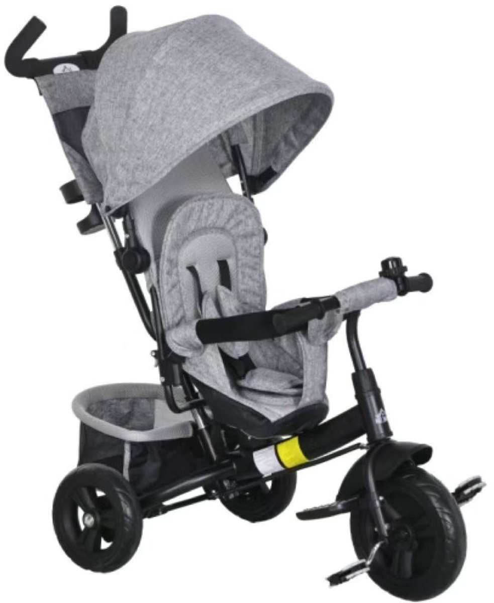 Kinderfiets 102x49x102cm 6In1 Kinder Driewieler Grijs Polyester Verwijderbaar Zonnescherm Kussen 5Punt Veiligheidsgordel Mand Bekerhouder Geschikt Voor Kinderen Van 1 Tot 5 Jaar Driewieler kopen online
