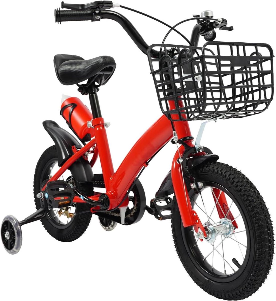 Kinderfiets 12 inch - Loopfiets - Eerste Fiets - Inclusief Mandje - 80-105 cm Lengte - Rood Kinderfiets kopen online