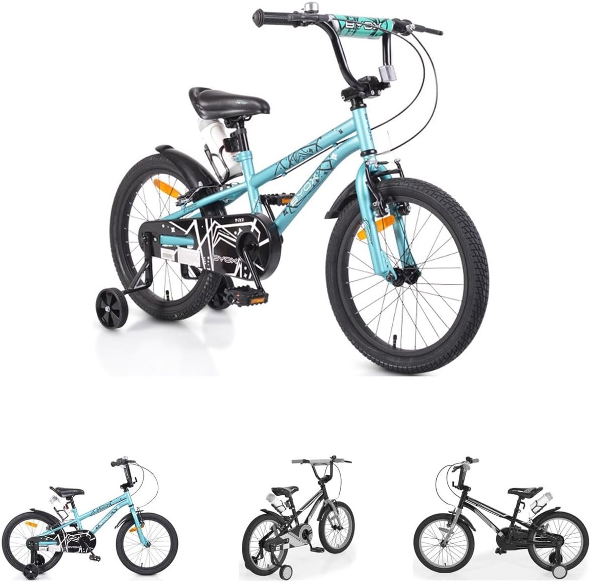 Kinderfiets 18 inch - Meisjesfiets - Leren Fietsen - Inclusief Steunwielen - 18 inch - Turquoise Kinderfiets kopen online