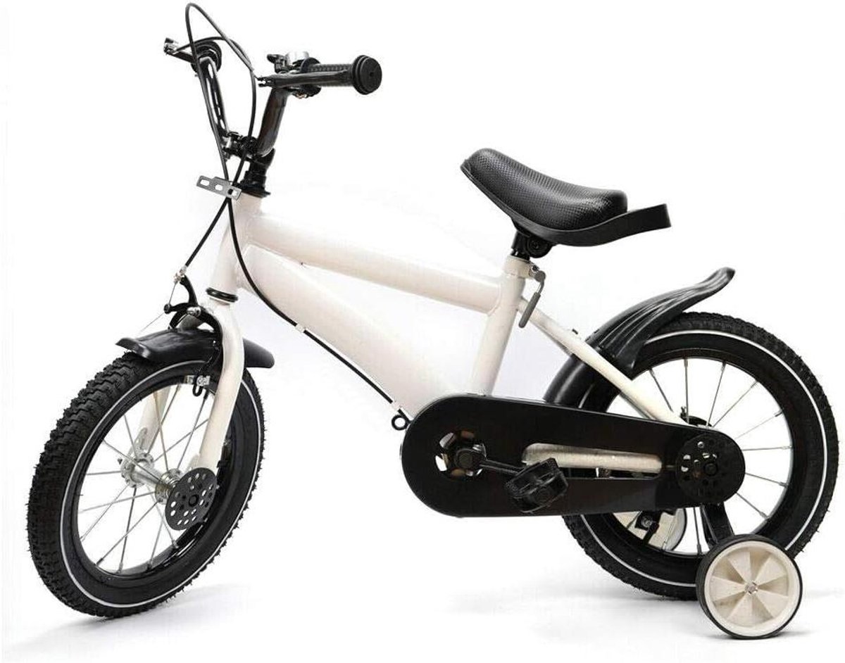 Kinderfiets - Jongensfiets Meisjesfiets - Leren Fietsen - Stabiliteit Veiligheid Driehoek - 14 inch - Wit Kinderfiets kopen online