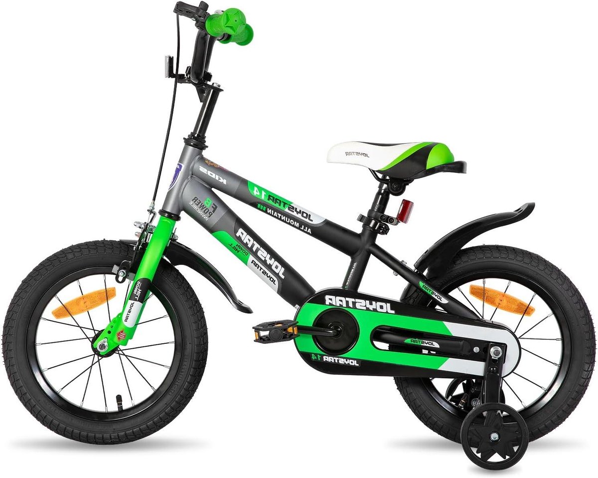 Kinderfiets met Steunwielen - Jongensfiets Meisjesfiets - Leren Fietsen - Dubbel Remsysteem - 16 Inch - Groen Kinderfiets kopen online