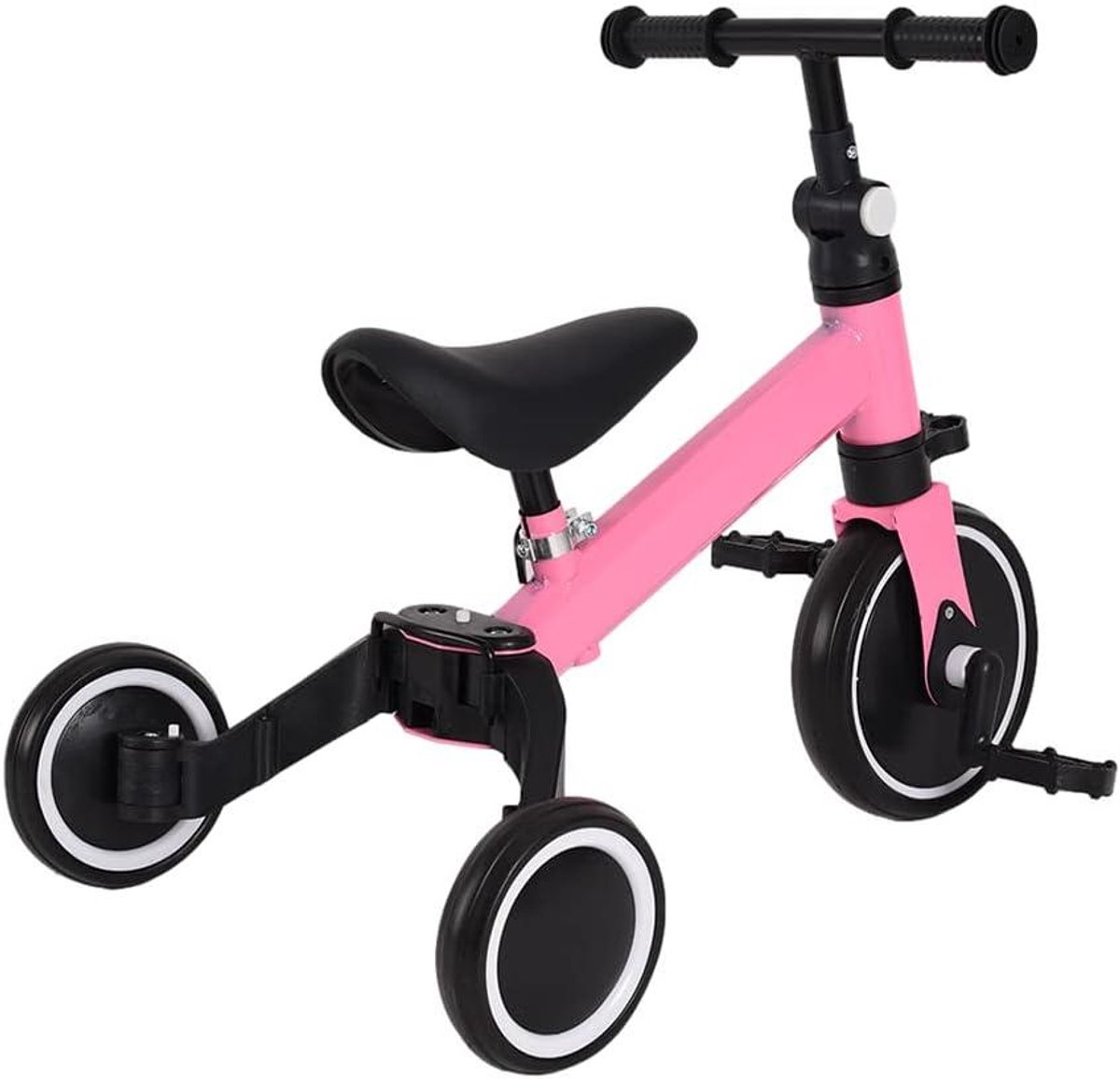kinderloopfiets driewieler ombouwbare loopfiets leren fietsen 3 in 1 functie 60 x 42 x 49 cm poeder