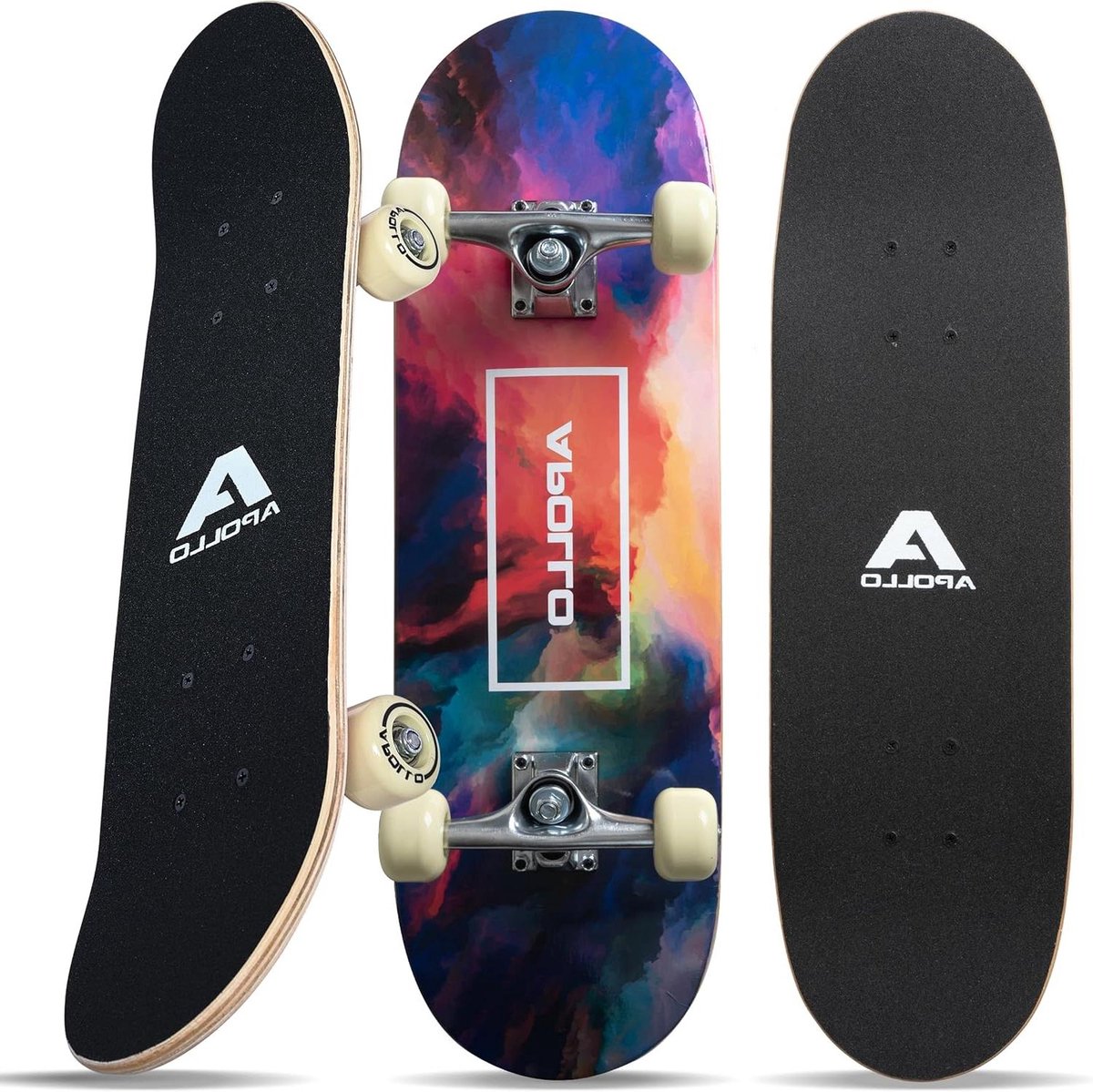 kinderskateboard compleet board leren skateboarden aluminium assen abec lagers 71cm x 20cm nebula kleur