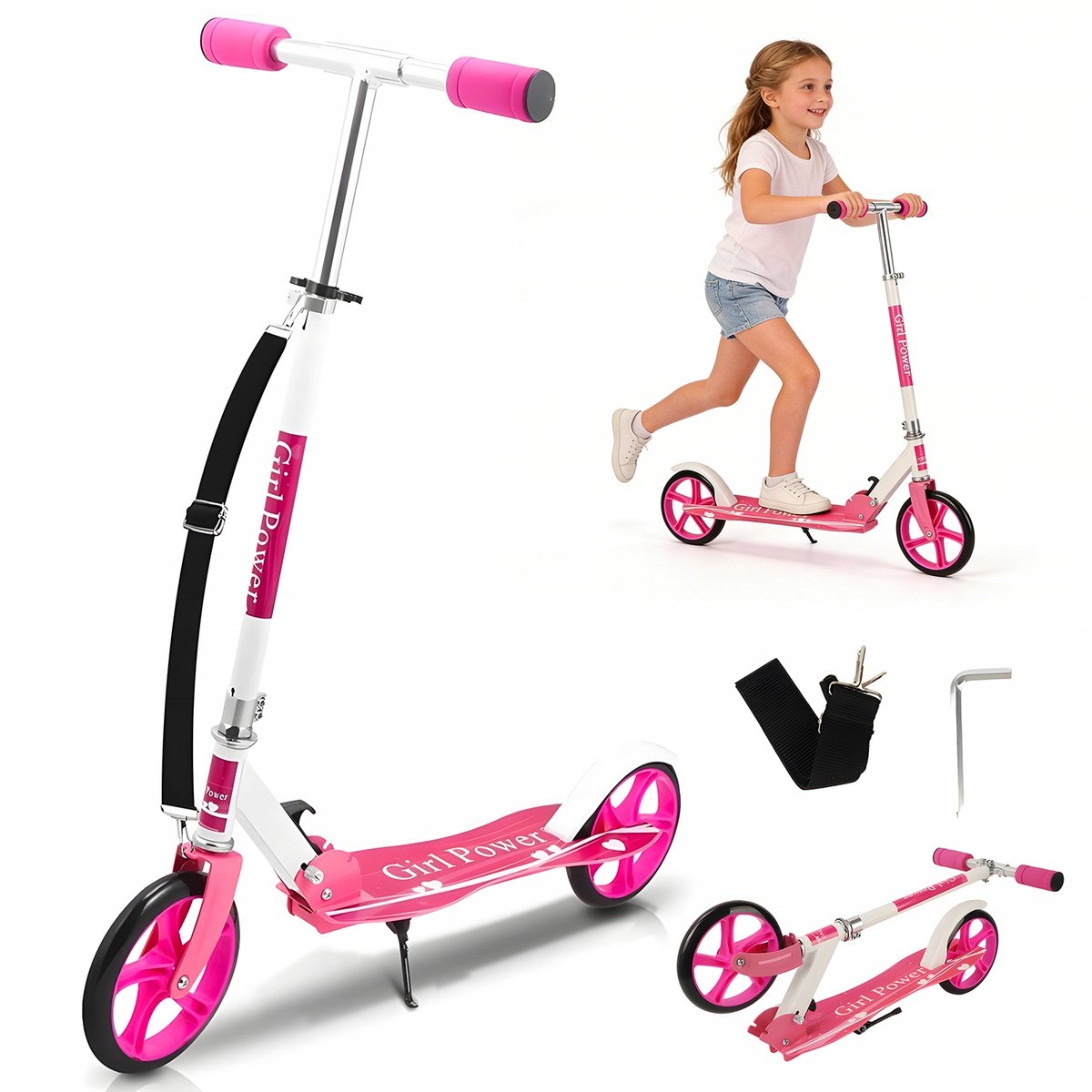 Kinderstep - Step - Opvouwbare Step voor Kinderen & Volwassenen - Roze - Metaal/Aluminium - Antislippedalen - Geluidsarm - Verstelbaar Handvat - Tot 80kg Step kopen online