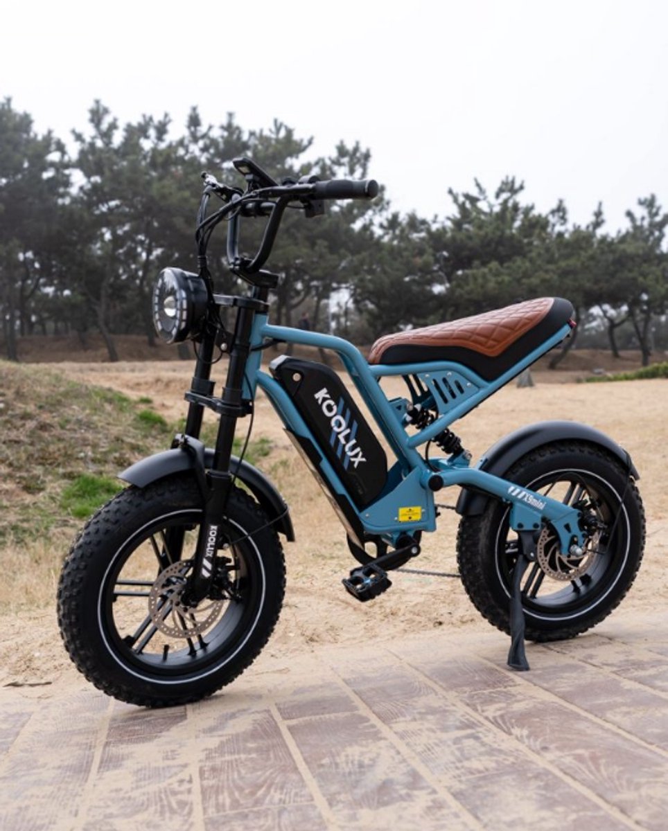 koolux x9 mini elektrische fiets fatbike 16 x 4 0 inch dikke banden 48v 13ah lithium accu 250w motor maximaal 25 u maximaal 70km bereik mechanische remmen lcd scherm blauw rijklaar bezorgd