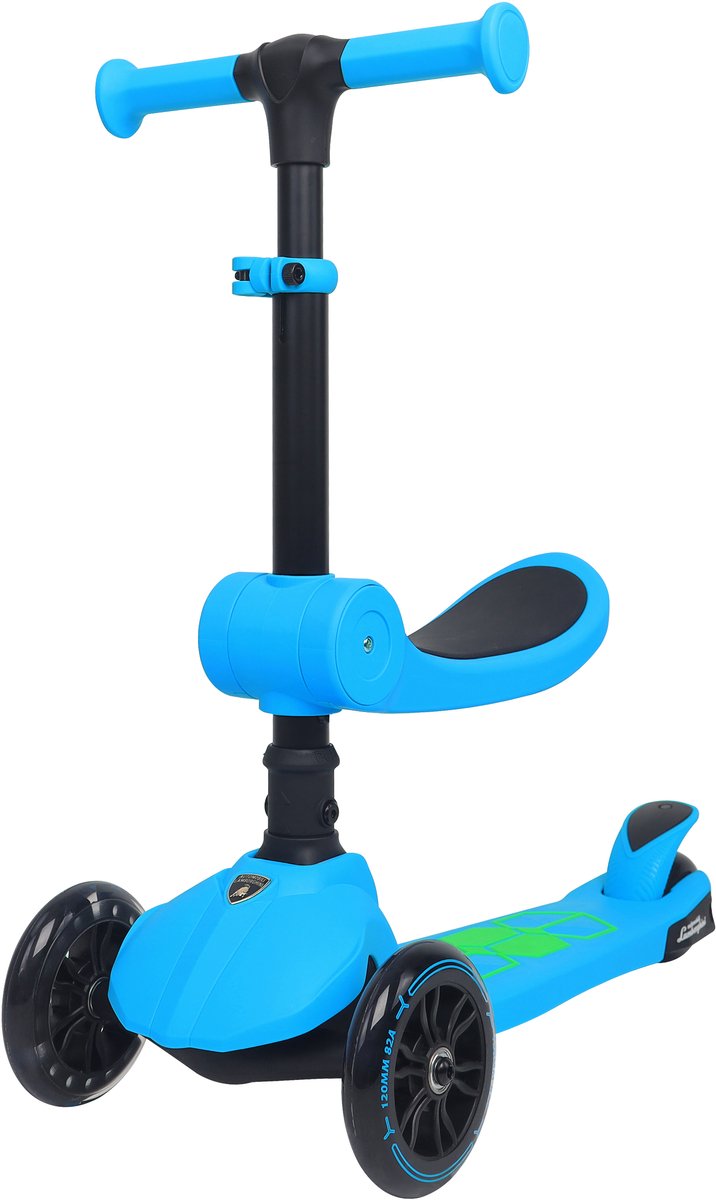 Lamborghini L5 Kinderstep 2-in-1 met Zitje – 3 Wiel Step met LED Wielen – Opvouwbare Kinderstep – Verstelbaar Stuur – Step voor Kinderen vanaf 3 Jaar – Max 50 kg – Blauw Step kopen online