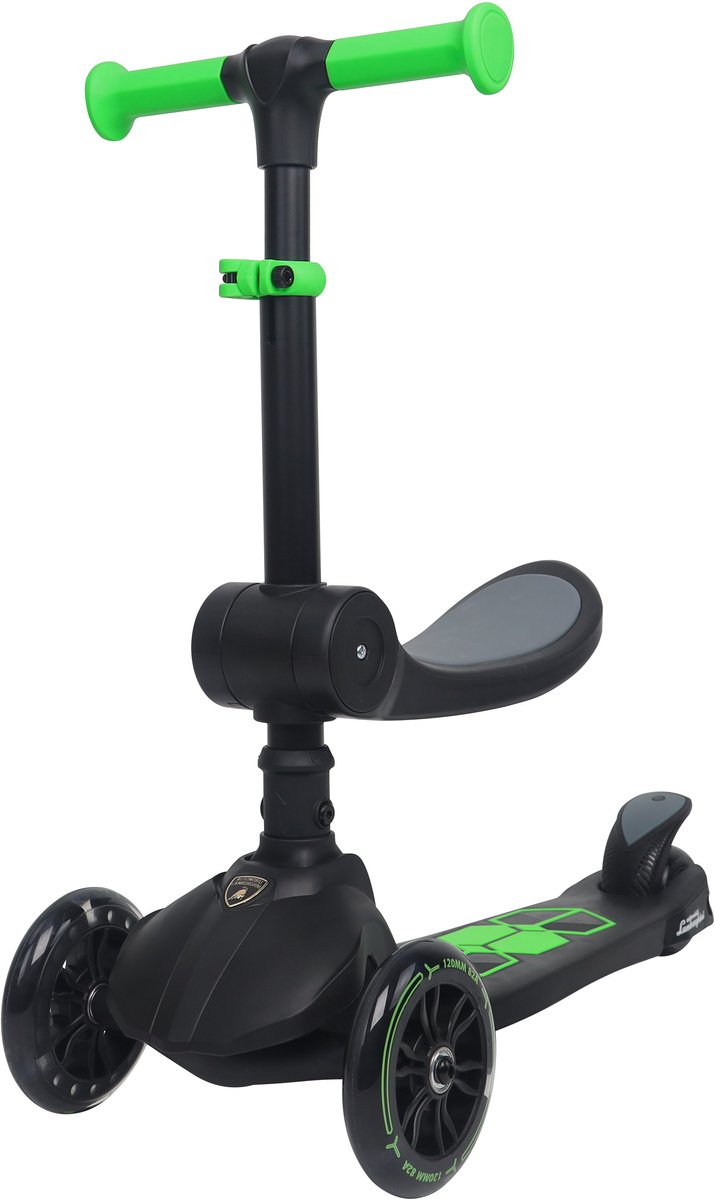 Lamborghini L5 Kinderstep, 2-in-1 met Zitje – 3 Wiel Step met LED Wielen – Opvouwbare Kinderstep – Verstelbaar Stuur – Step voor Kinderen vanaf 3 Jaar – Max 50 kg – Zwart Step kopen online