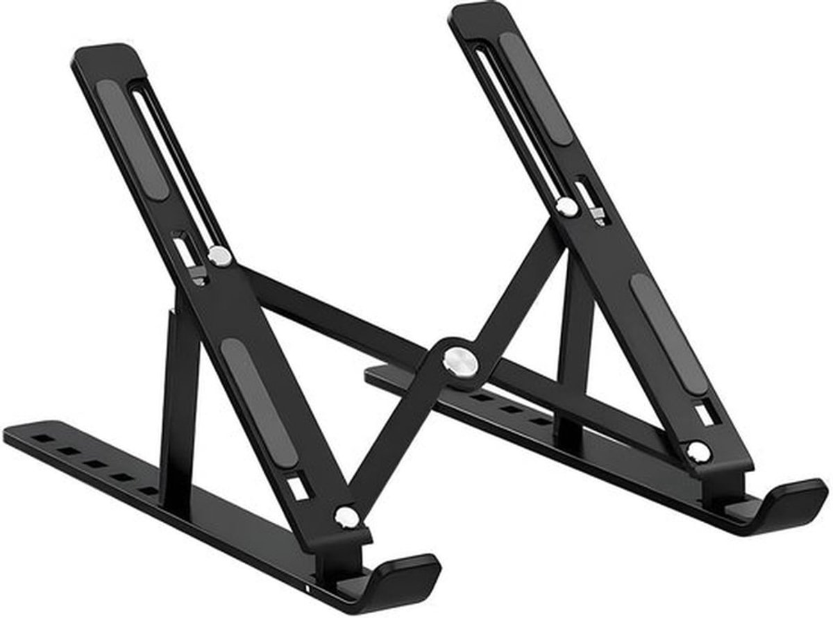 laptopstand verstelbaar en koelend opvouwbare plastic en siliconen standaard voor laptops en tablets