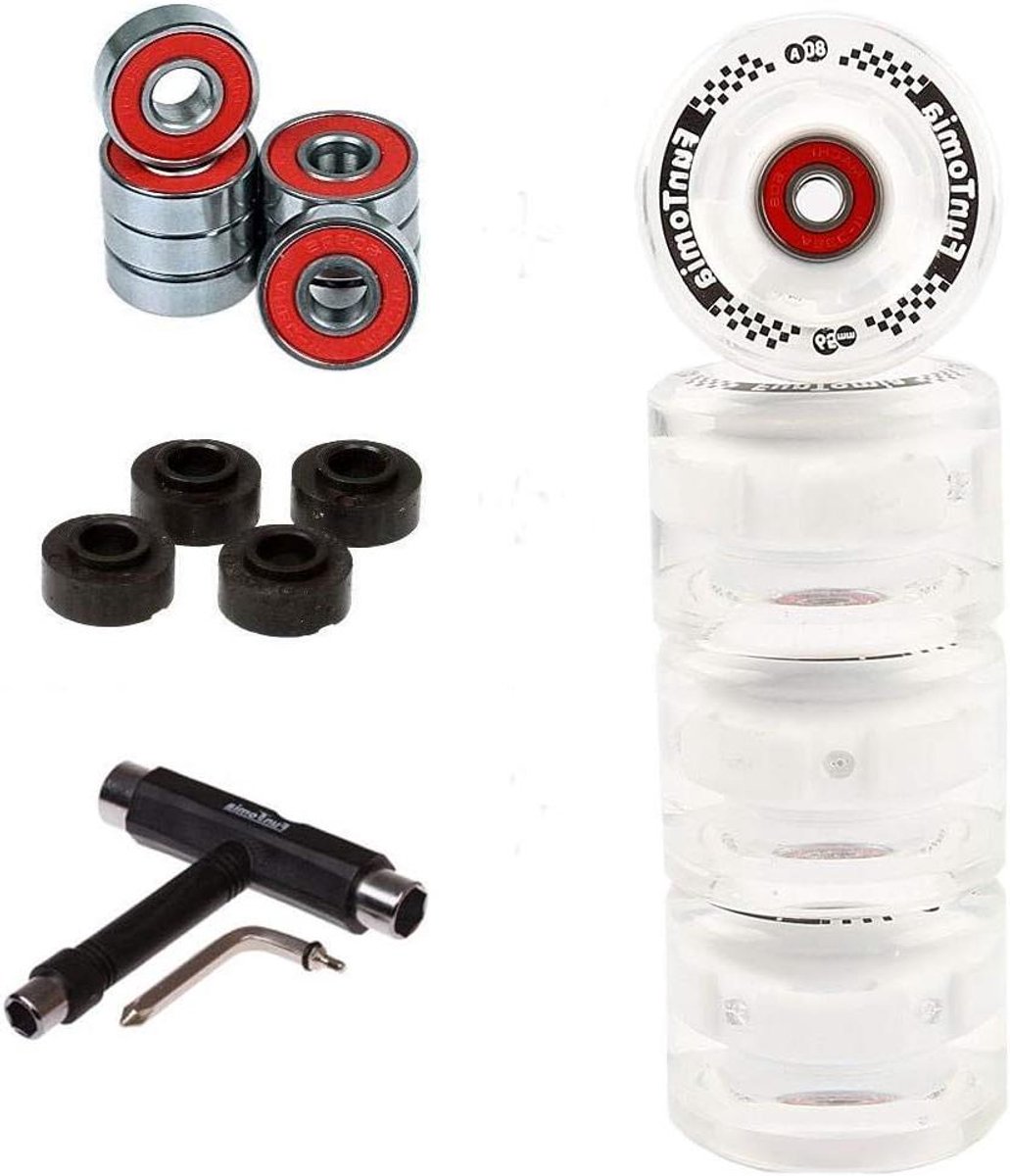 LED Wielen Set - Longboard Skateboard Onderdelen - Soepel Glijden Freeriden - Batterijloze LED Dynamo - 65x45mm 80A - Wit Skateonderdeel kopen online