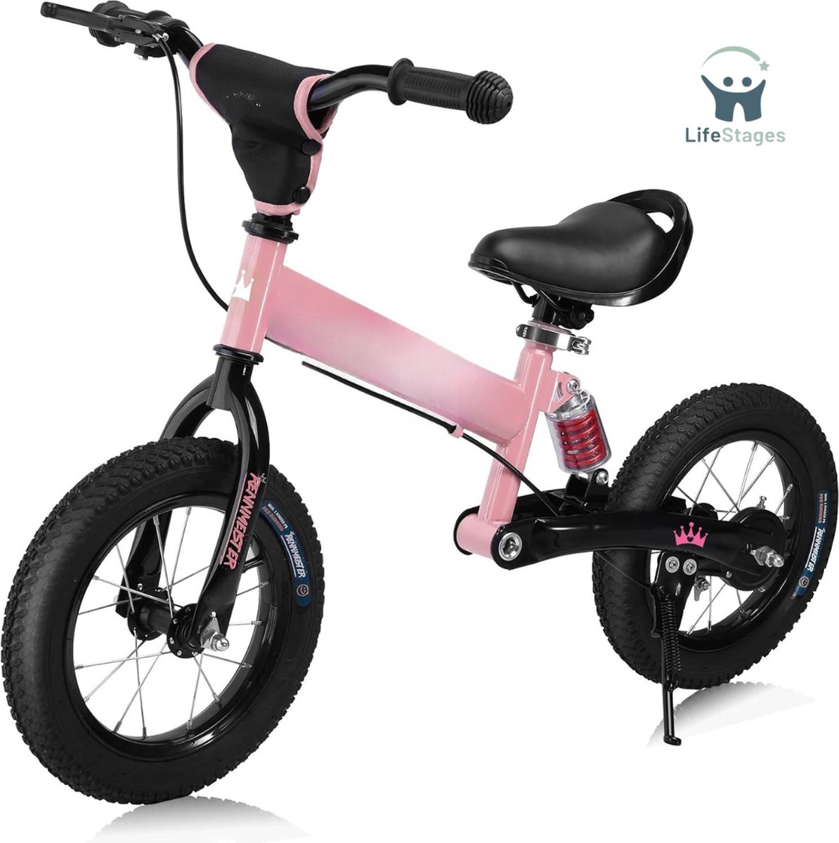 LifeStages - Loopfiets 2 Jaar - Loopfiets - Kinderloopfiets - Driewieler - Remmen Stootbescherming - Draagvermogen 50kg - Luchtbanden - Stuur Zadel Rubberen Handvatten - Roze Loopfiets kopen online