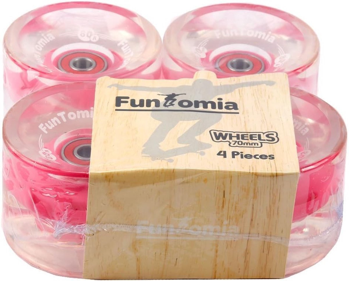 Longboard Wielen - Skateboard Wielen - Freeride Dansen - LED Licht Dynamo - 70x51mm 80A - Roze Skateonderdeel kopen online