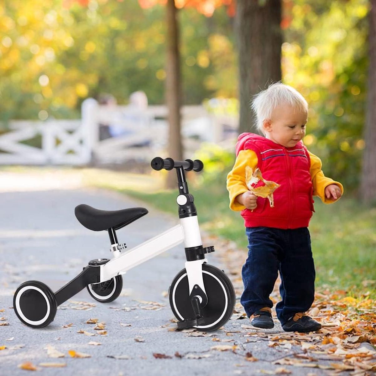 Loopfiets 3 Wielen - Kinderfiets Baby - Leren Balanceren - Lichtgewicht & Stabiel - 42x60x49cm - Wit Loopfiets kopen online