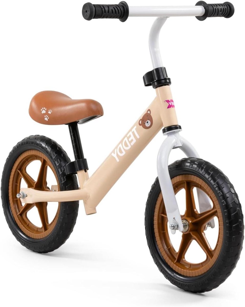 Loopfiets Kinderen - Balansfiets Peuters - Balans Ontwikkelen - Lichtgewicht Frame - 12 Inch Wielen - Bruin Loopfiets kopen online