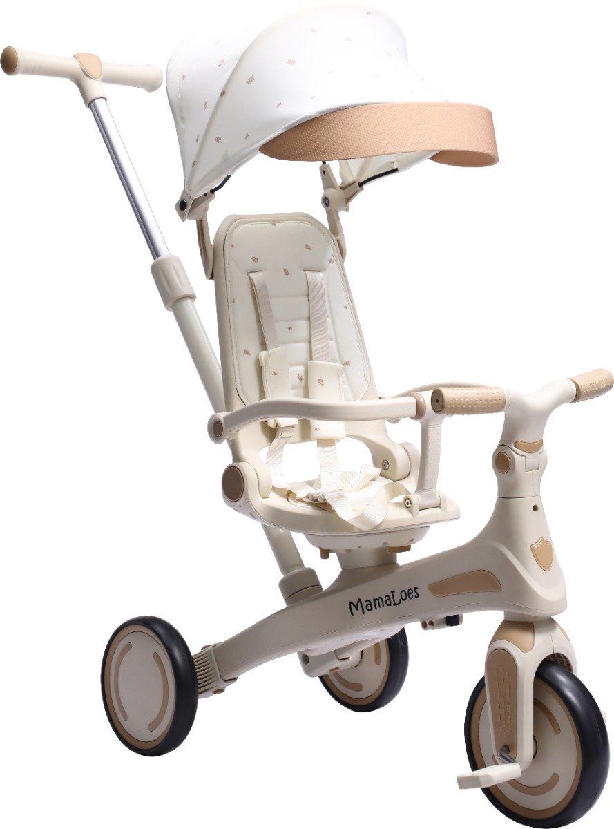 MamaLoes Quinn Beige Driewieler met Duwstang Driewieler kopen online