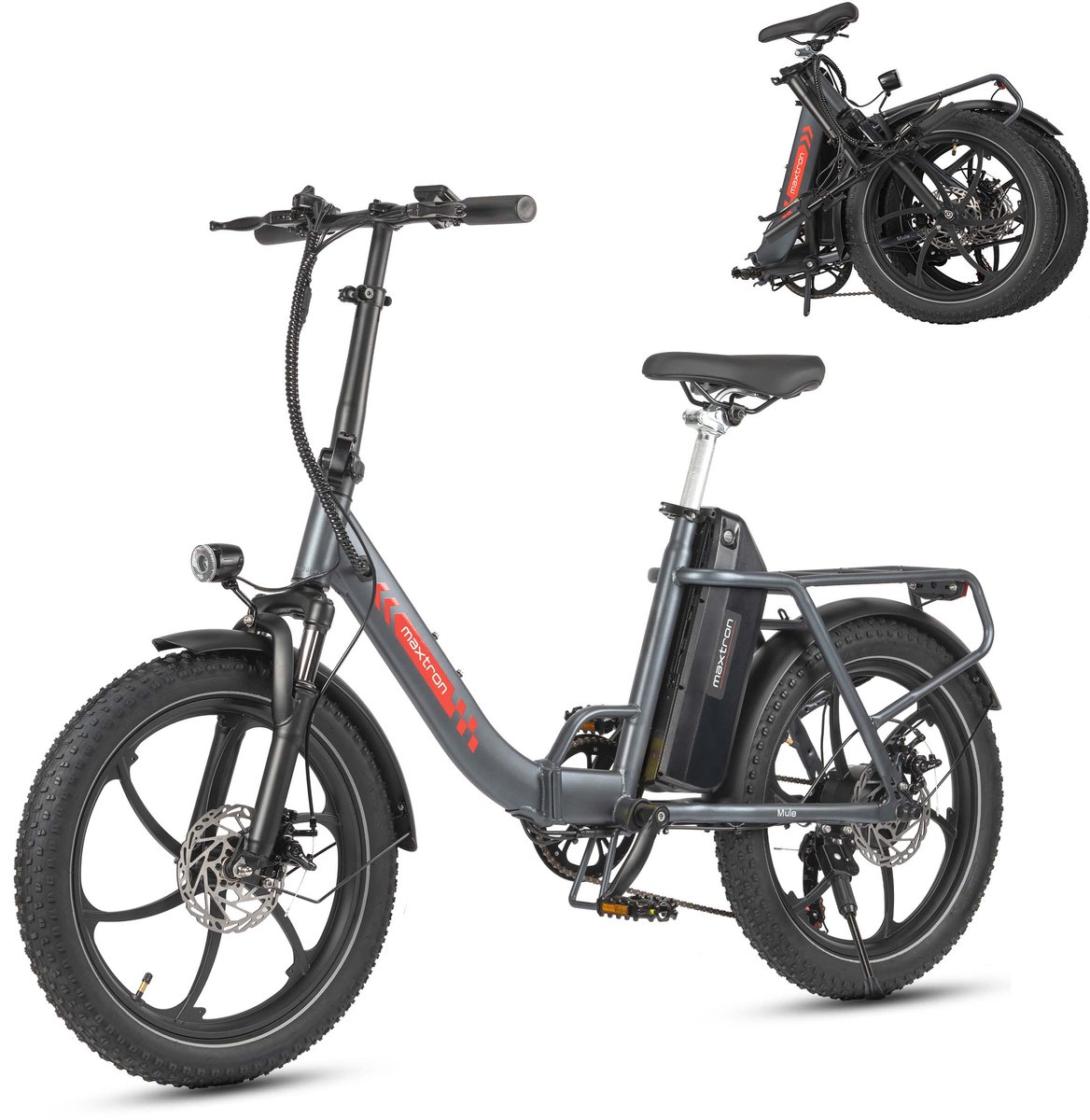maxtron mule elektrische fiets opvouwbare e bike 20 3 0 inch banden 48v 20ah accu actieradius tot 70 km mechanische schijfremmen stadsfiets max belastbaar 120 kg grijs