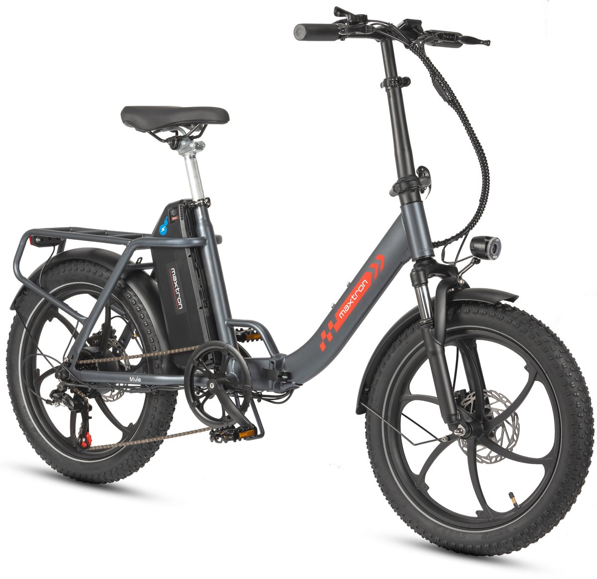 Maxtron MULE Elektrische Fiets – Opvouwbare E-bike – 48V 20Ah Accu – Actieradius tot 70 km – 20×3.0 Inch Banden – 7 Versnellingen – Mechanische Schijfremmen – Stadsfiets – Max. Belastbaar 120 kg –Grijs Fiets (elektrisch) kopen online