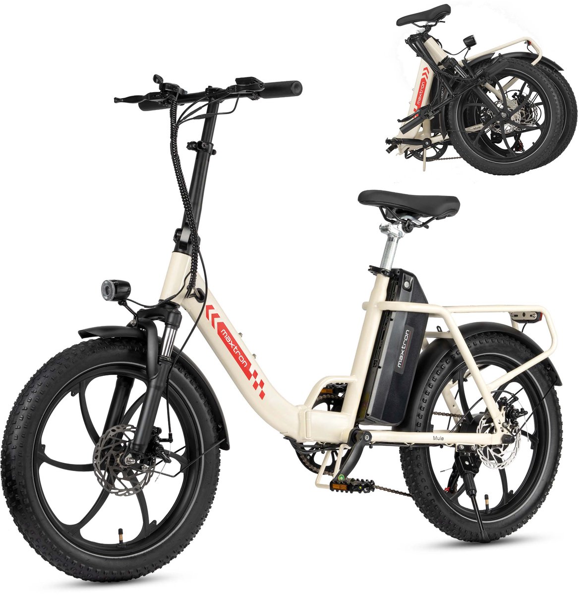 maxtron mule elektrische fiets opvouwbare e bike 48v 20ah accu actieradius tot 70 km 20 3 0 inch banden 7 versnellingen mechanische schijfremmen stadsfiets max belastbaar 120 kg wit