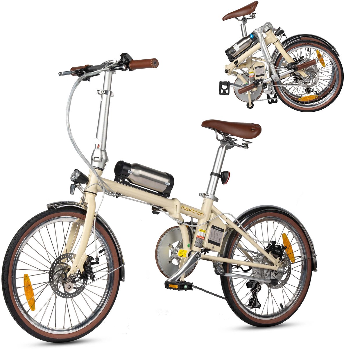 maxtron smart20 elektrische fiets 20 inch opvouwbare e bike 36v 5 2ah accu actieradius tot 40 km shimano 7 versnellingen schijfremmen stadsfiets beige