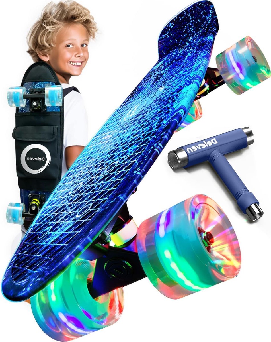 mini cruiser skateboard skateboard voor kinderen straat cruisen ce gecertificeerd 56cm deck blauw galaxy