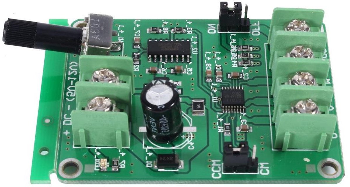 motor driver controller borstelloze motor module diy projecten sturen halle vrij werken 9v 12v groen