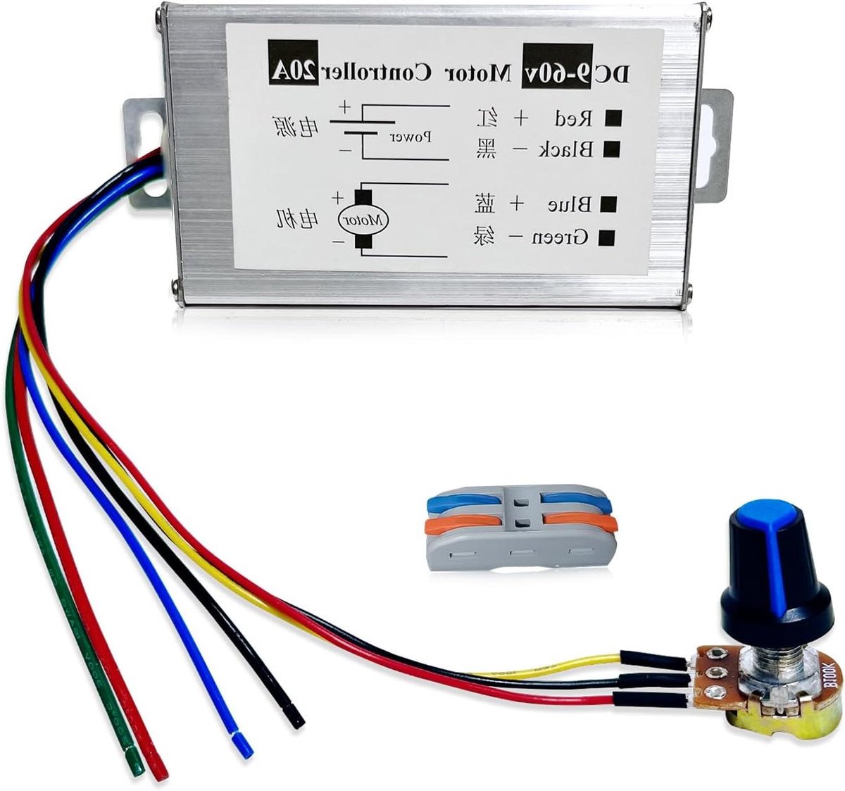 motor snelheid controller pwm regulator motoren regelbaar maken breed spanningsbereik 0 20a zwart