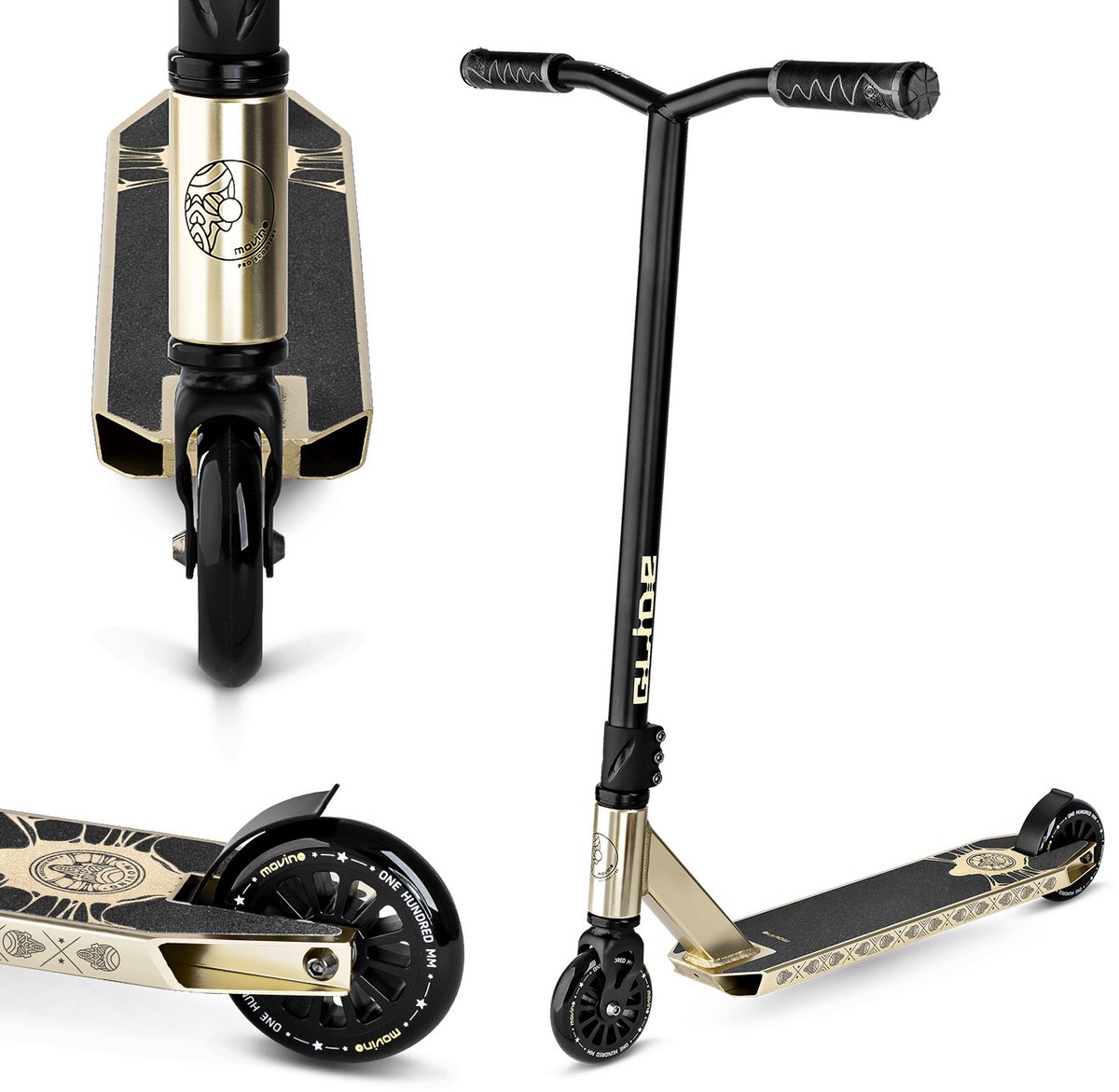Movino Glide - Stuntstep - Goud - Vanaf 5 jaar - Y-BAR - Lagers ABEC-9 - Aluminium - Flex Fender rem - Draagkracht tot 100 kg Step kopen online