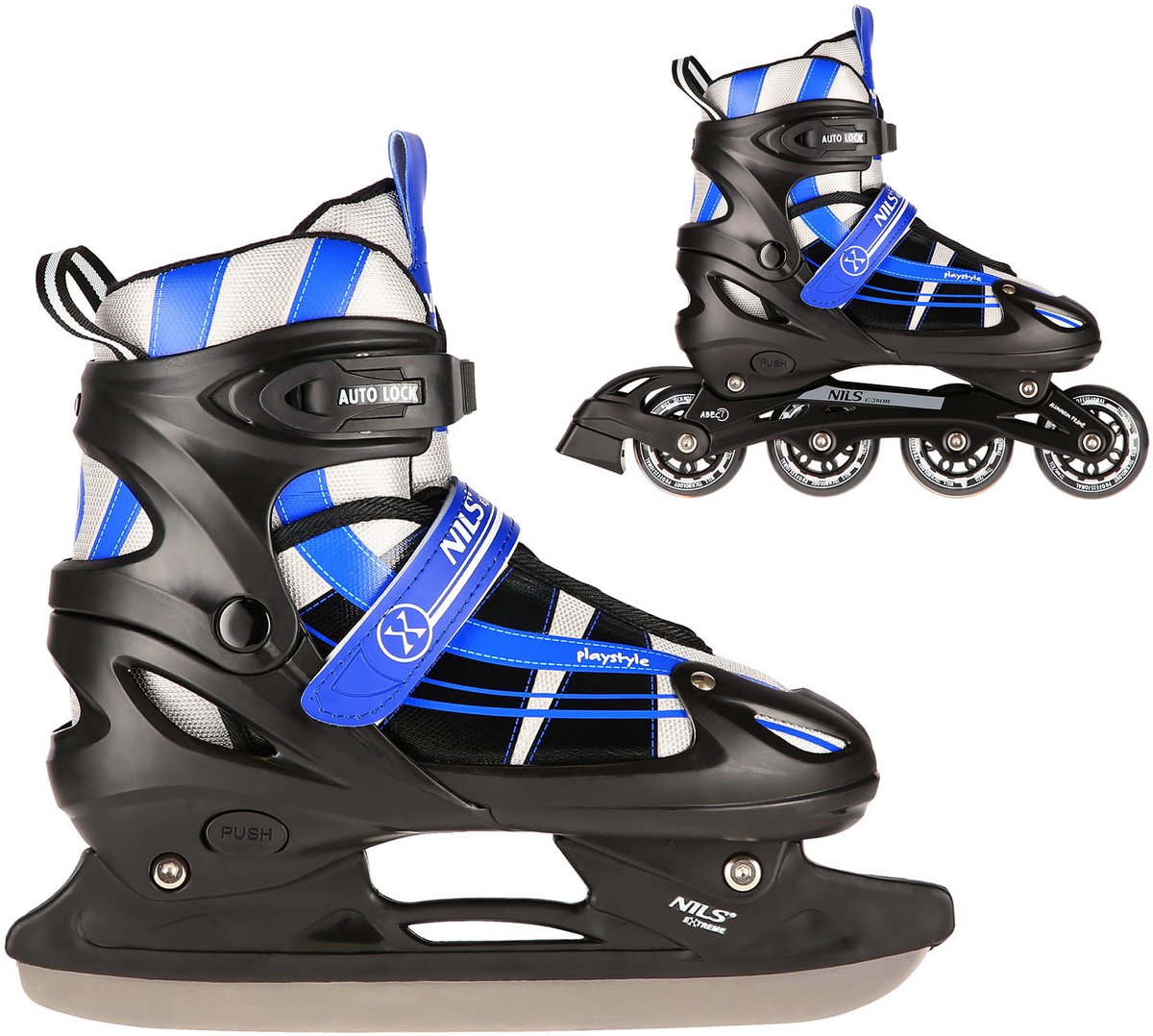 Nils Extreme NH18366A - Inlineskates - 2-in-1 Wisselbare Schaats - Maat M (35-38) - Granaten Rolschaatsen kopen online