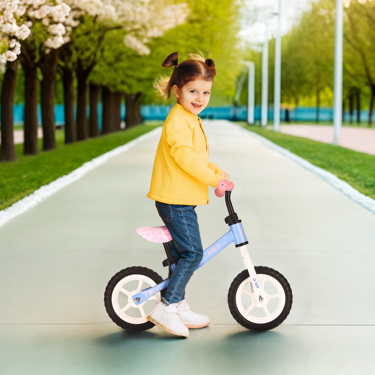 nils fun rb134 loopfiets blauw stalen frame eva banden