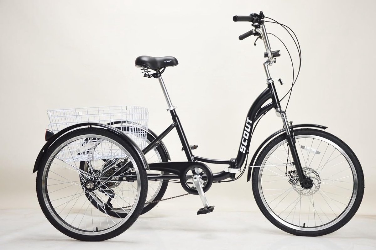 Opvouwbare Driewieler - Driewieler Volwassenen - Stad Verkeer - 6 Versnellingen - 24 Inch Wielen - Matzwart Driewieler kopen online