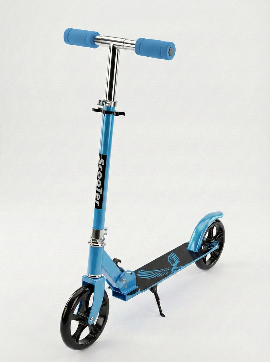 opvouwbare step met grote wielen voor kinderen en tieners in hoogte verstelbaar 88 97cm met vering kinderstep met voetrem stadsstep 2 wielen jongens step max 100 kg blauw voor 6 7 8 9 10 jaar