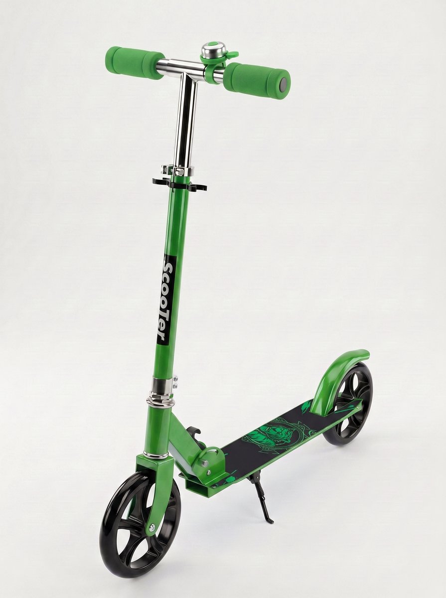 Opvouwbare Step met Grote Wielen - Voor Kinderen en Tieners - In Hoogte Verstelbaar (88-97cm) met Vering - Kinderstep met voetrem - Stadsstep 2 Wielen - Jongens step - Max 100 kg - Groen - voor 6 7 8 9 10 Jaar Step kopen online