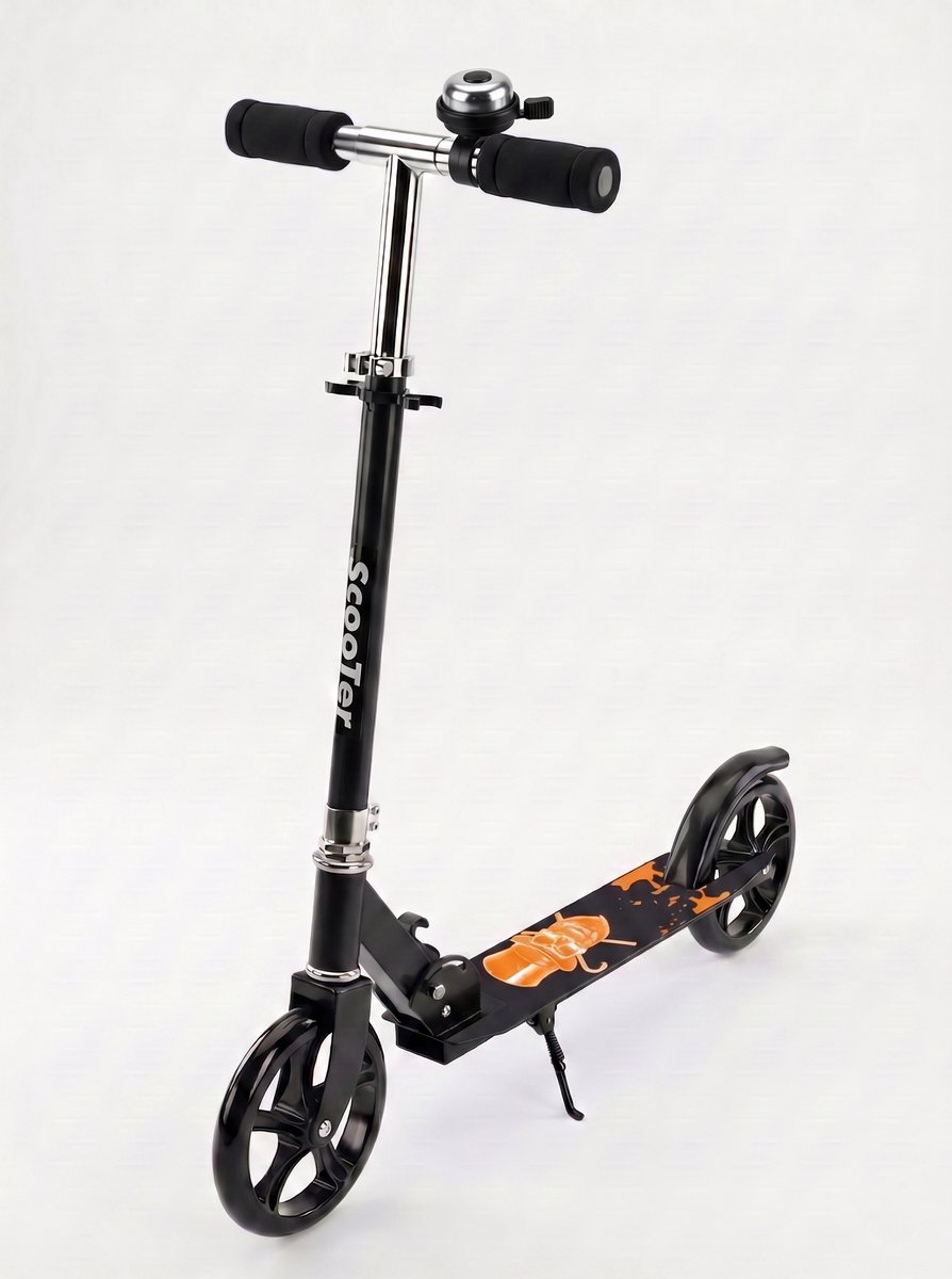 Opvouwbare Step met Grote Wielen - Voor Kinderen en Tieners - In Hoogte Verstelbaar (88-97cm) met Vering - Kinderstep met voetrem - Stadsstep 2 Wielen - Jongens step - Max 100 kg - Zwart - voor 6 7 8 9 10 Jaar Step kopen online