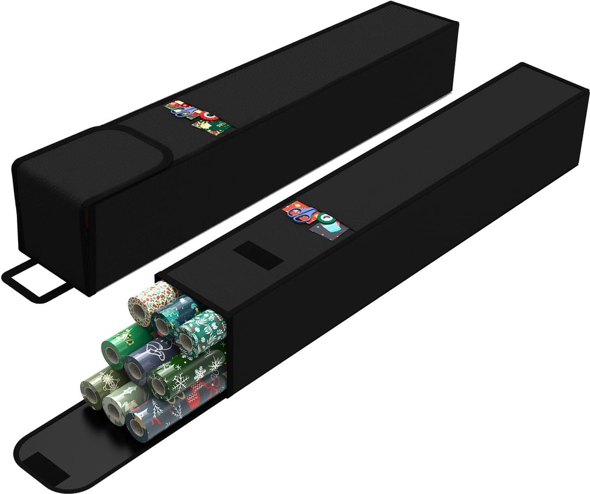 Organizer voor cadeaupapier, 2 stuks, duurzaam 600D Oxford-stof, waterdichte opbergtas voor rollen cadeaupapier (79x13x13cm) - Zwart Opbergtas kopen online
