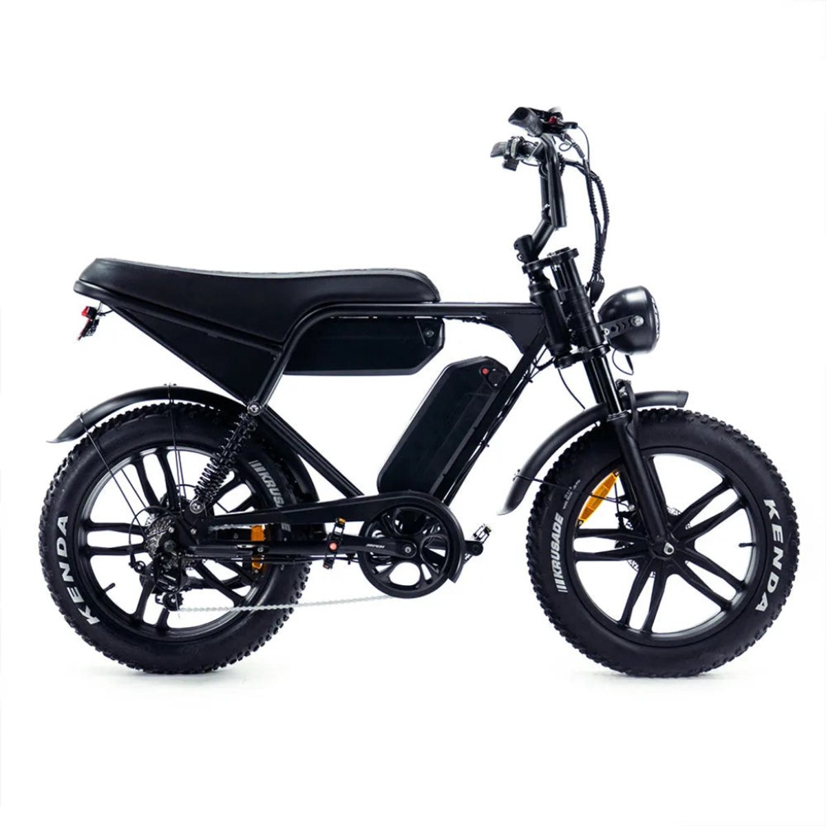 ouxi v8 pro max elektrische fatbike dubbele achtervering ingebouwd alarmsystseem 20 inch 250w motor 7 versnellingen 120 km actieradius hydraulische schijfremmen zwart
