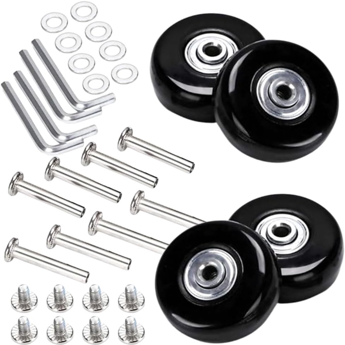 pack van 4 vervangende kofferswielen rubber kofferswielen universele kofferswielen 50 x 18 mm zwart vervangingswielen pack van 1