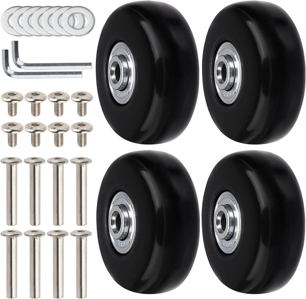 pack van 4 vervangingswielen van rubber voor koffers 50 mm x 18 mm draaibaar en stil universaal voor koffers trolleys inline skates
