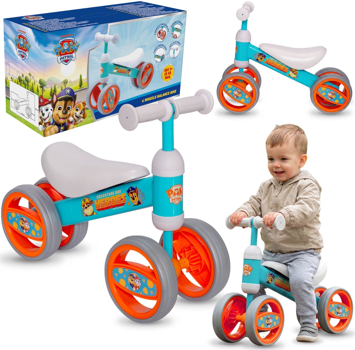 Paw Patrol Lichtgewicht metalen loopfiets met vier wielen voor jongens, eerste fietsje, loopfiets 1+ Loopfiets kopen online