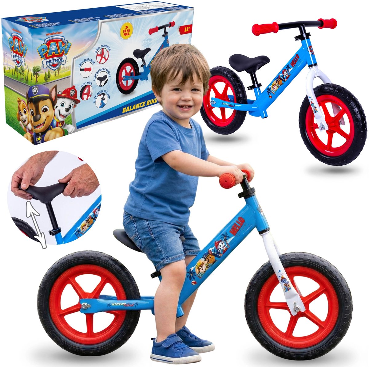 Paw Patrol Lichtgewicht, verstelbare loopfiets voor jongens, van metaal, met onderhoudsvrije EVA-wielen 11” Loopfiets kopen online