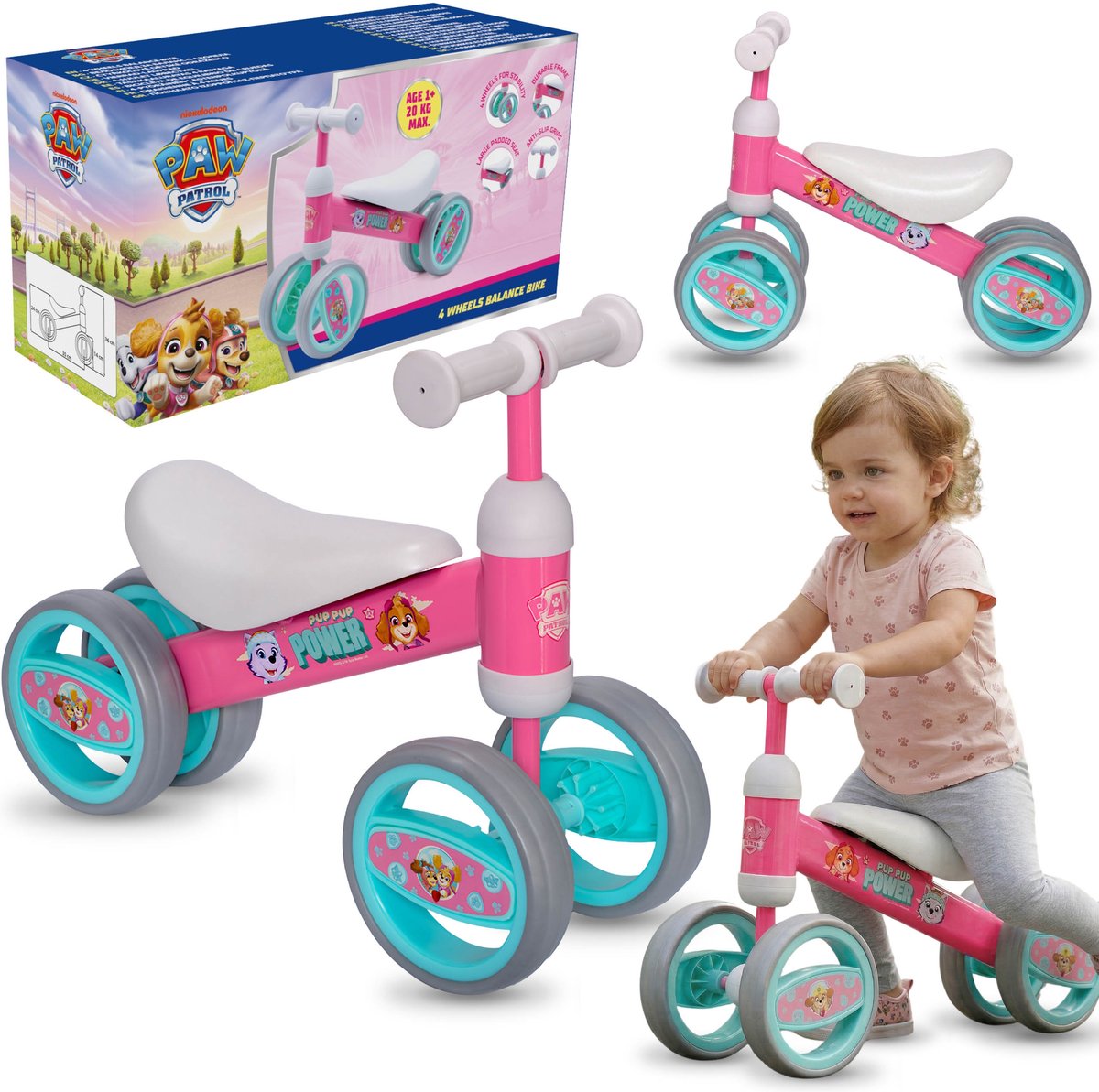 Paw Patrol Meisjesloopfiets met 4 wielen, lichtgewicht, van metaal, eerste fietsje, loopfiets 1+ Loopfiets kopen online